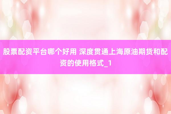 股票配资平台哪个好用 深度贯通上海原油期货和配资的使用格式_1
