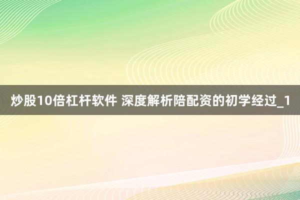 炒股10倍杠杆软件 深度解析陪配资的初学经过_1